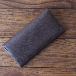 イタリア製牛革のコンパクトな長財布 ／ グレー※受注製作 2枚目の画像
