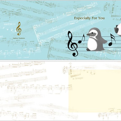 【送料無料】メッセージカード 音符とペンギン 4枚目の画像