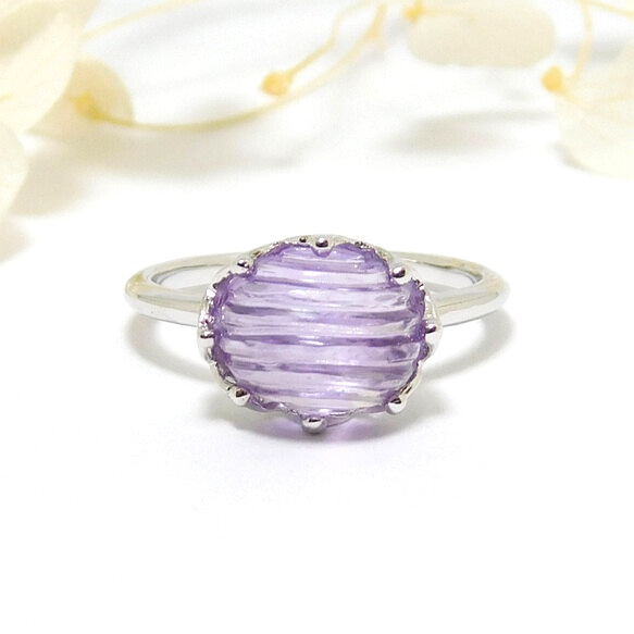 雕刻紫水晶戒指（銀色） 第2張的照片