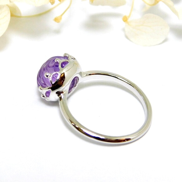 雕刻紫水晶戒指（銀色） 第5張的照片