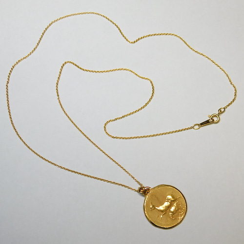 アニマルレリーフのコインネックレス・K24純金メッキ【受注製作