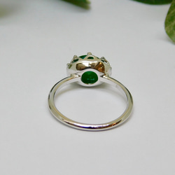 綠色瑪瑙頭飾戒指（銀色） 第7張的照片