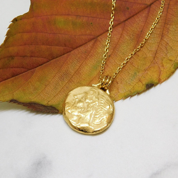 Zeus 輪廓硬幣項鍊 [雙面] K24 純金鍍金 第1張的照片