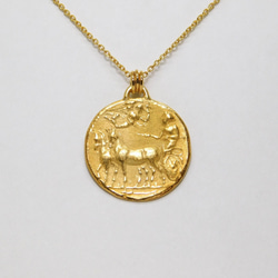 Chariot 硬幣項鍊（L 尺寸，輕質，細），K24 純金鍍金 第3張的照片