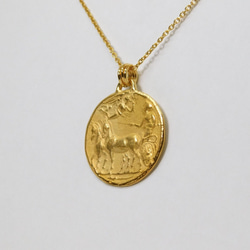 Chariot 硬幣項鍊（L 尺寸，輕質，細），K24 純金鍍金 第5張的照片