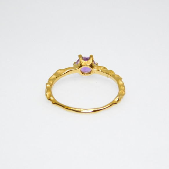 紫水晶戒指“圓形切割5毫米”金色 第8張的照片