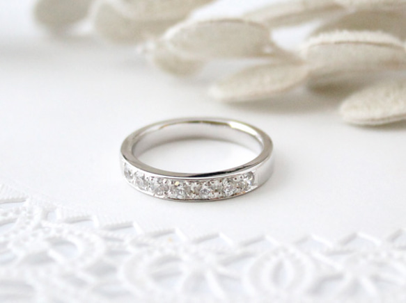 N様オーダー用／half eternity CZ ring(rhodium plating) 1枚目の画像