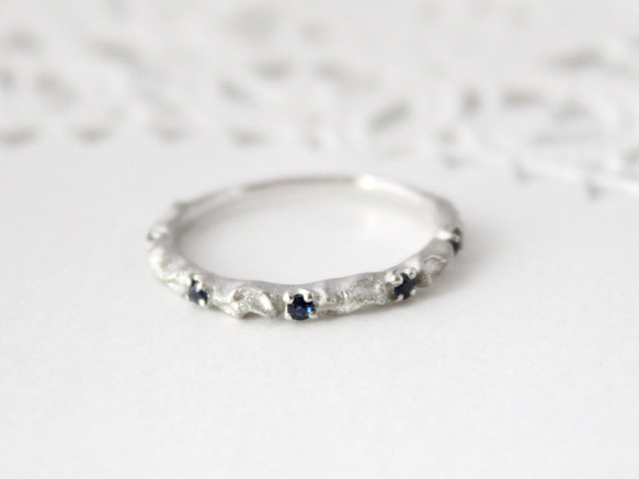 lace ＆ Sapphire ring (rhodium plating) 第1張的照片