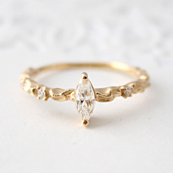 k10＆k18 lace ＆ diamond ring【Marquise cut】 第1張的照片