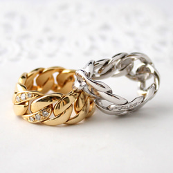 Chain & diamond ring  (gold plating)【受注制作】 1枚目の画像