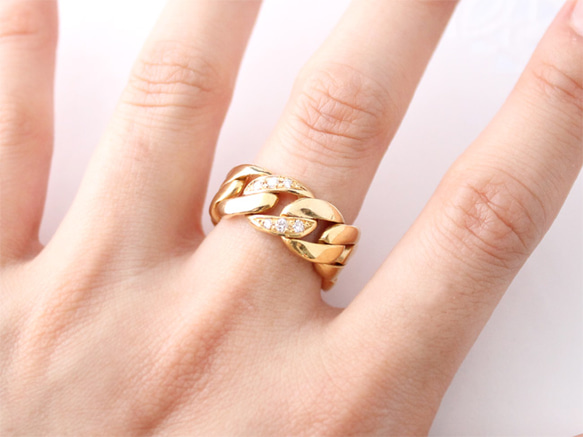 Chain & diamond ring  (gold plating)【受注制作】 2枚目の画像