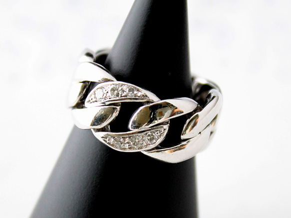 Chain & diamond ring  (rhodium plating)【受注制作】 2枚目の画像