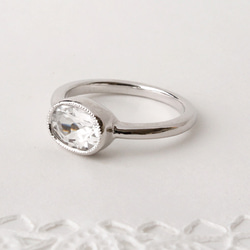 White topaz mil ring / rhodium plating 第2張的照片