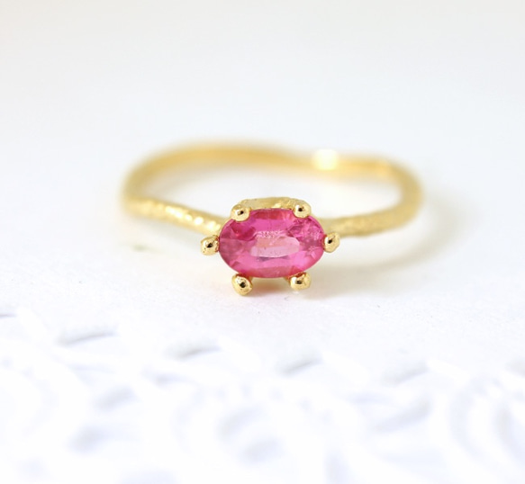 Wave ring /Tourmaline (gold plating) 1枚目の画像