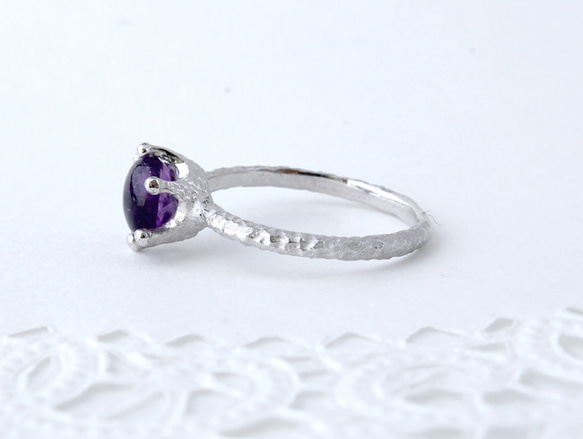 Amethyst milk crown ring / rhodium plating 第2張的照片