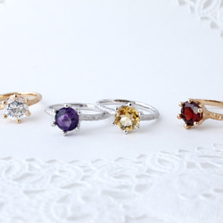 Amethyst milk crown ring / rhodium plating 第5張的照片