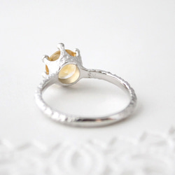 Citrine milk crown ring / rhodium plating 第3張的照片