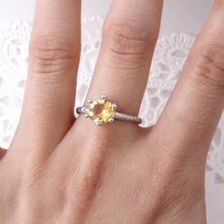 Citrine milk crown ring / rhodium plating 第4張的照片