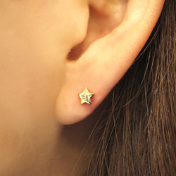 star & moon pierce (gold plating) 第4張的照片