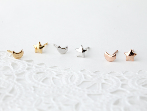 star & moon pierce (gold plating) 第5張的照片