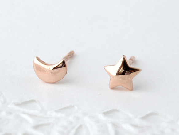 star & moon pierce (pink gold plating) 1枚目の画像