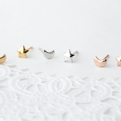 star & moon pierce (pink gold plating) 第5張的照片