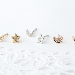 star & moon diamond pierce (pinkgold plating)【受注制作】 5枚目の画像