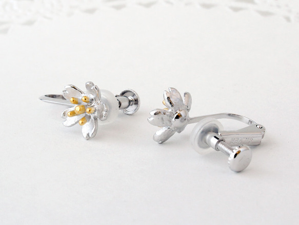 sakura earring (rhodium＆gold plating)【訂製】 第3張的照片
