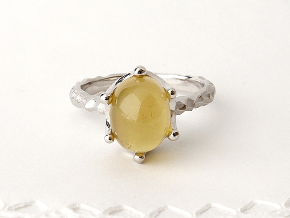 Yellow Beryl crown ring  (rhodium plating) 2枚目の画像