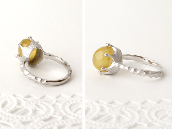 Yellow Beryl crown ring  (rhodium plating) 3枚目の画像