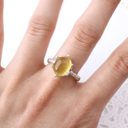 Yellow Beryl crown ring  (rhodium plating) 4枚目の画像