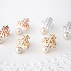 tree & pearl pierce (pink gold plating) 第2張的照片