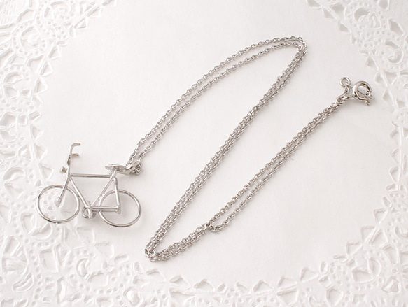 bicycle necklace (rhodium plating) 第3張的照片