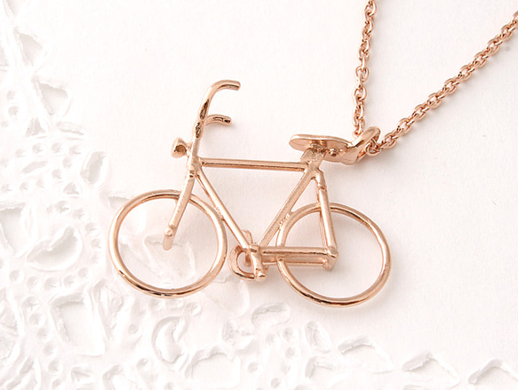 bicycle necklace  (pink gold plating)【受注制作】 1枚目の画像