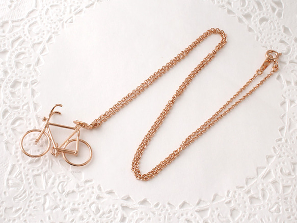 bicycle necklace  (pink gold plating)【受注制作】 3枚目の画像