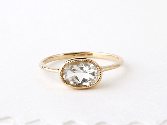 White topaz mil ring B / gold plating 第1張的照片