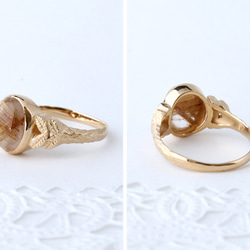 40%OFF☆現品限り Rutile quartz ＆leaf ring  (gold plating) 3枚目の画像