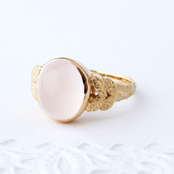 40%OFF☆現品限り Rose quartz ＆leaf ring  (gold plating) 1枚目の画像