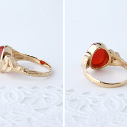 40%OFF☆現品限り red agate ＆leaf ring  (gold plating) 3枚目の画像