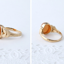 orange moonstone ＆leaf ring (gold plating) 第3張的照片