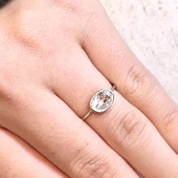 White topaz ring / rhodium plating 第3張的照片