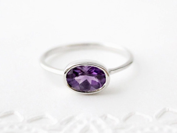 Amethyst ring / rhodium plating 第1張的照片