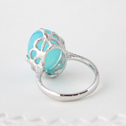 Sea blue chalcedony ring/rhodium plating 第3張的照片