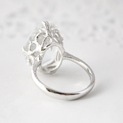 White topaz ring/ rhodium plating 第3張的照片