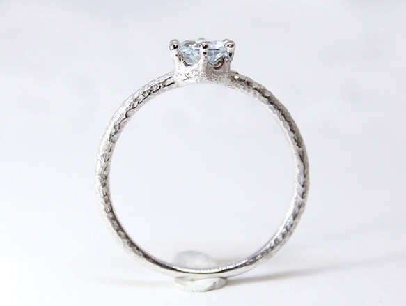 Wave ring / aquamarine (rhodium plating) 第6張的照片