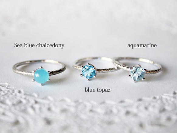 Wave ring / aquamarine (rhodium plating) 第7張的照片