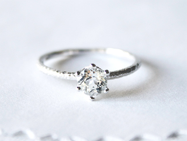 round cut white topaz ring [5mm]　[受注生産]