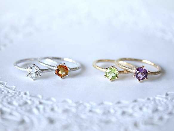 round cut citrine ring [5mm] (rhodium plating) 第7張的照片