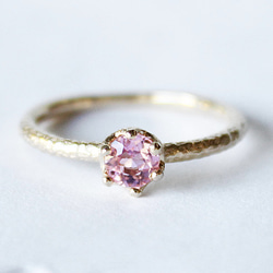 round cut tourmaline ring [4mm]  (gold plating) 【受注制作】 1枚目の画像