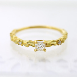 k18/ lace ＆ diamond ring【Princess cut】 第2張的照片